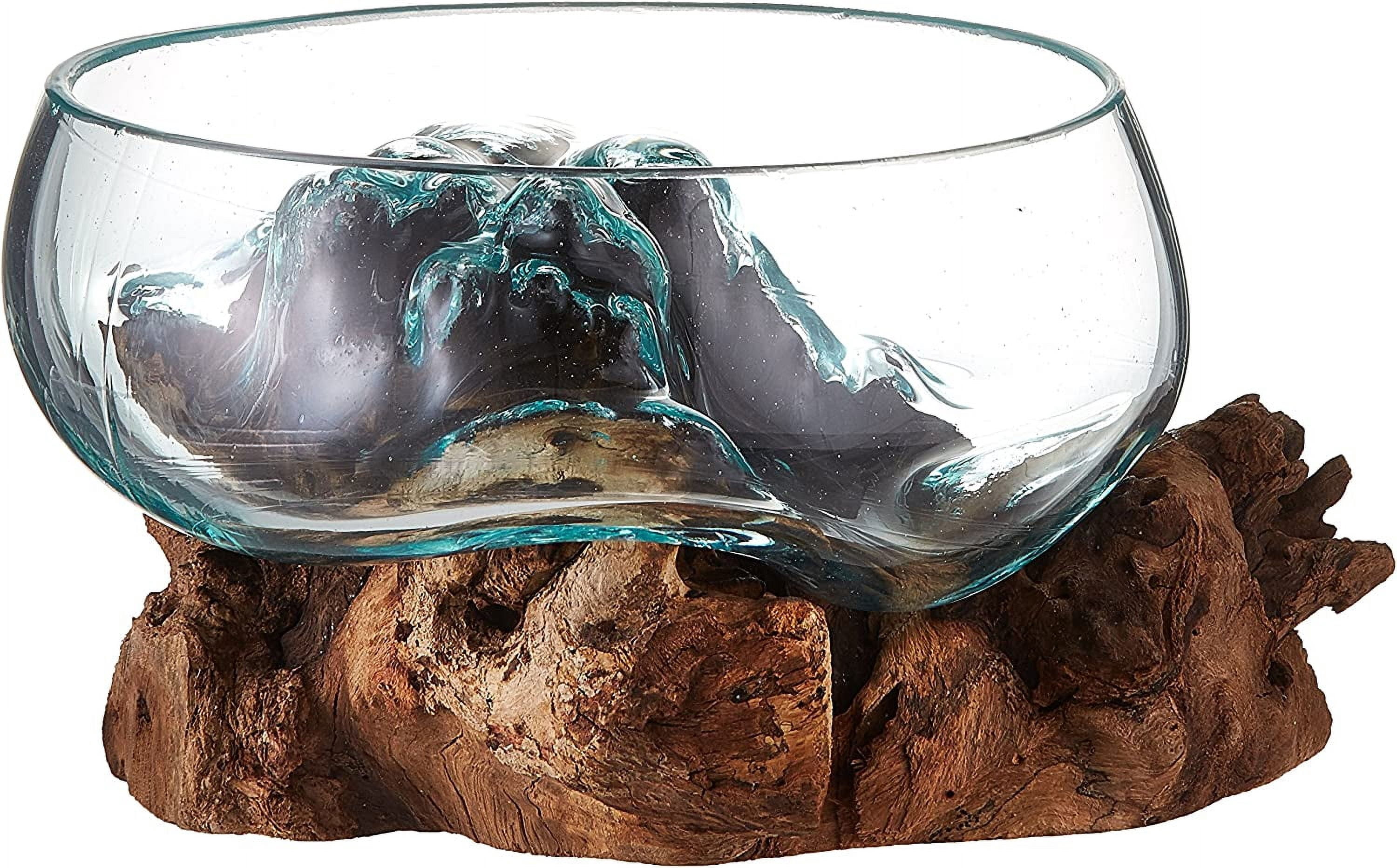 Curated visual reference: Recycled Glass Terrariums Reference: Molten Glass Terrarium For Fairy Garden With Natural Wood And