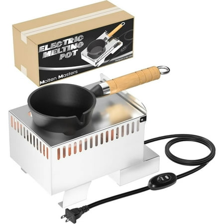 Molten Masters 5 lb Electric Lead Melting Pot, Quick-Heat Cast Iron Smelter Furnace, Stainless Steel Base, for Bullet Casting Fishing Weights and Metal Crafts, 110V/120V