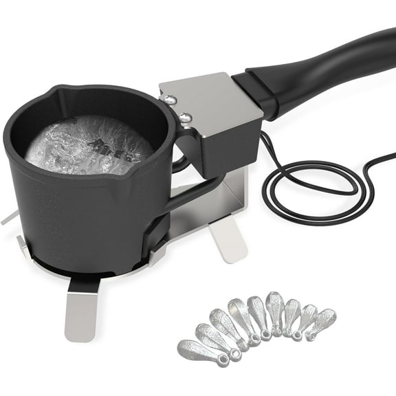 Molten Masters 5lb Electric Lead Melting Furnace Quick-Heat Cast Iron Pot with Stainless Steel Base for Fishing Sinkers, Bullet Casting & Metal Molds