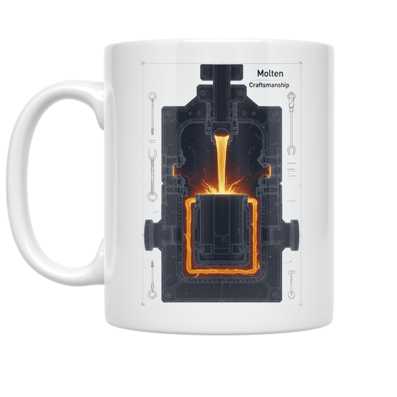 Molten Metal Casting Art - Foundry Worker - 11 oz Ceramic Coffee Mug