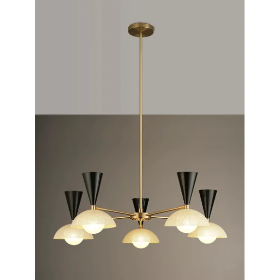 Molto 5-Arm Ceiling Fixture in Brushed Brass Enamelled Mesh, Blueprint Lighting
