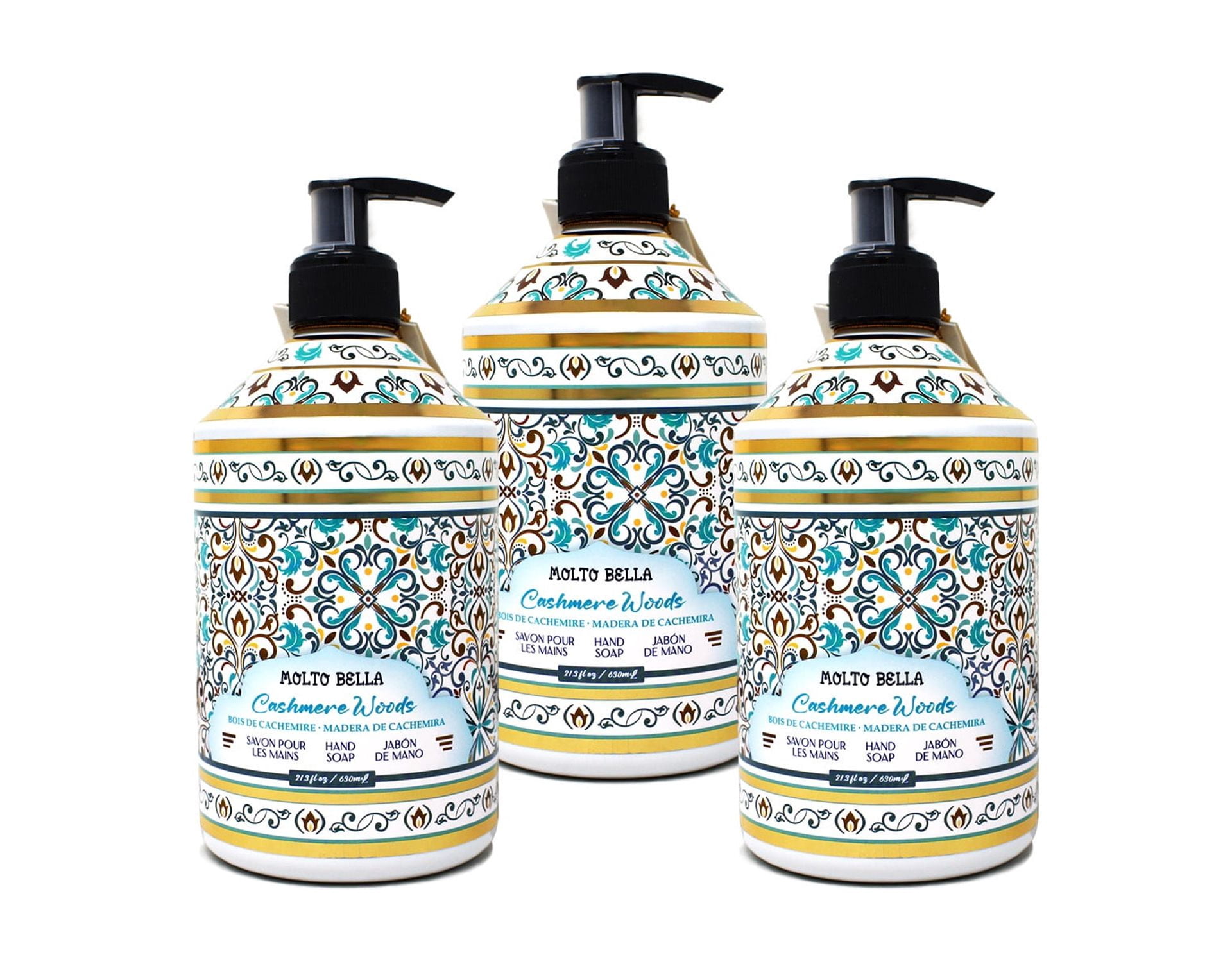 Molto Bella Hand Soap, Cashmere Woods, 21.3 fl oz Pump Bottle 3 Pack