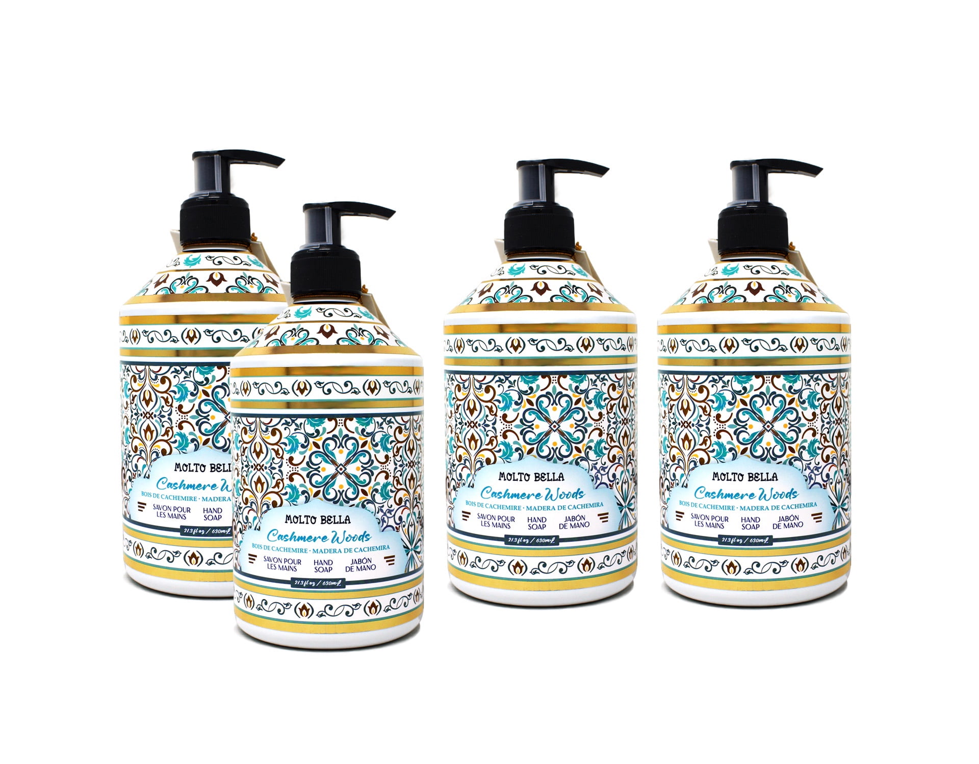 Molto Bella Hand Soap, Cashmere Woods, 21.3 fl oz Pump Bottle 4 Pack