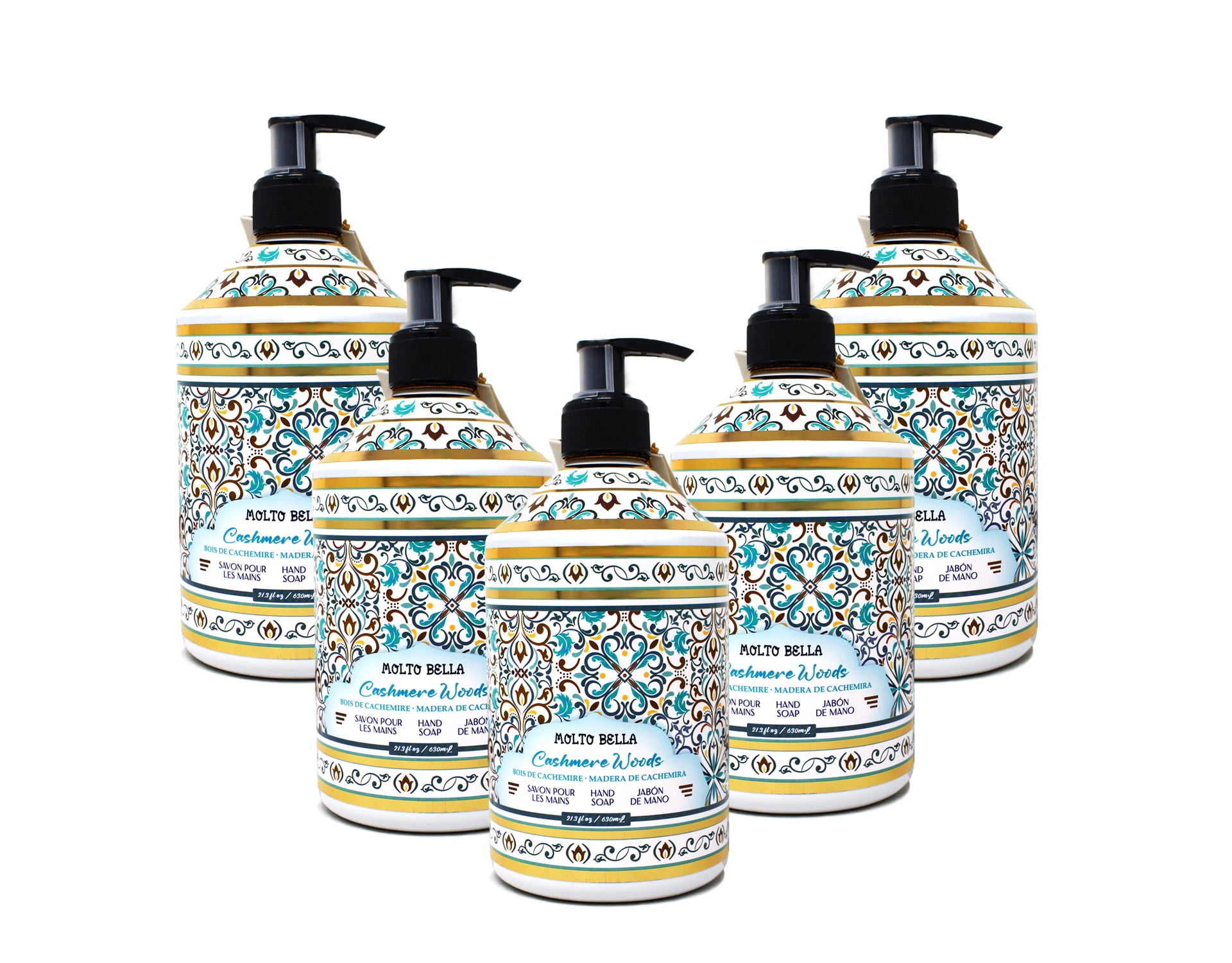 Molto Bella Hand Soap, Cashmere Woods, 21.3 fl oz Pump Bottle 5 Pack