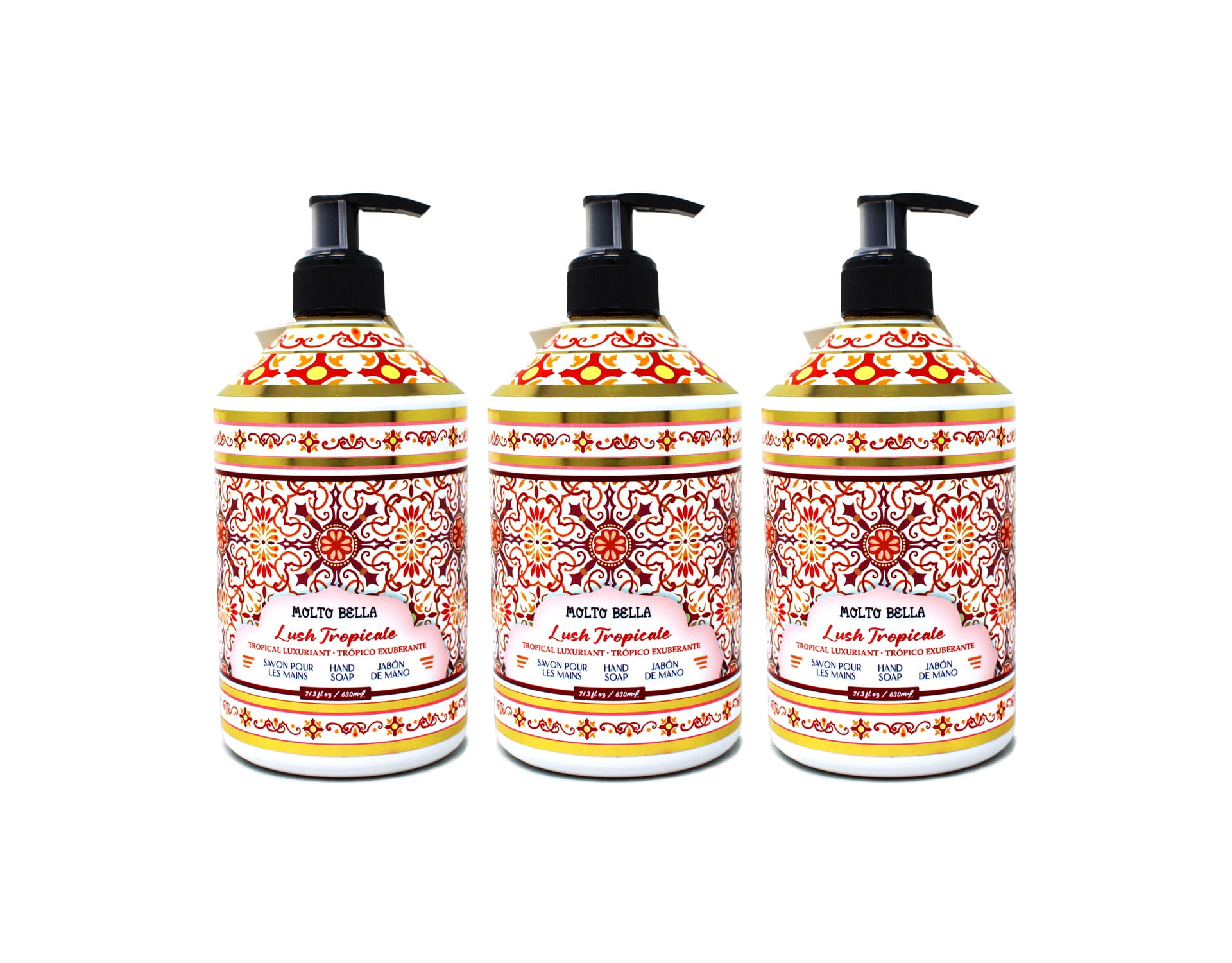 Molto Bella Hand Soap, Lush Tropicale Scent, 21.3 fl oz, 3 Pack