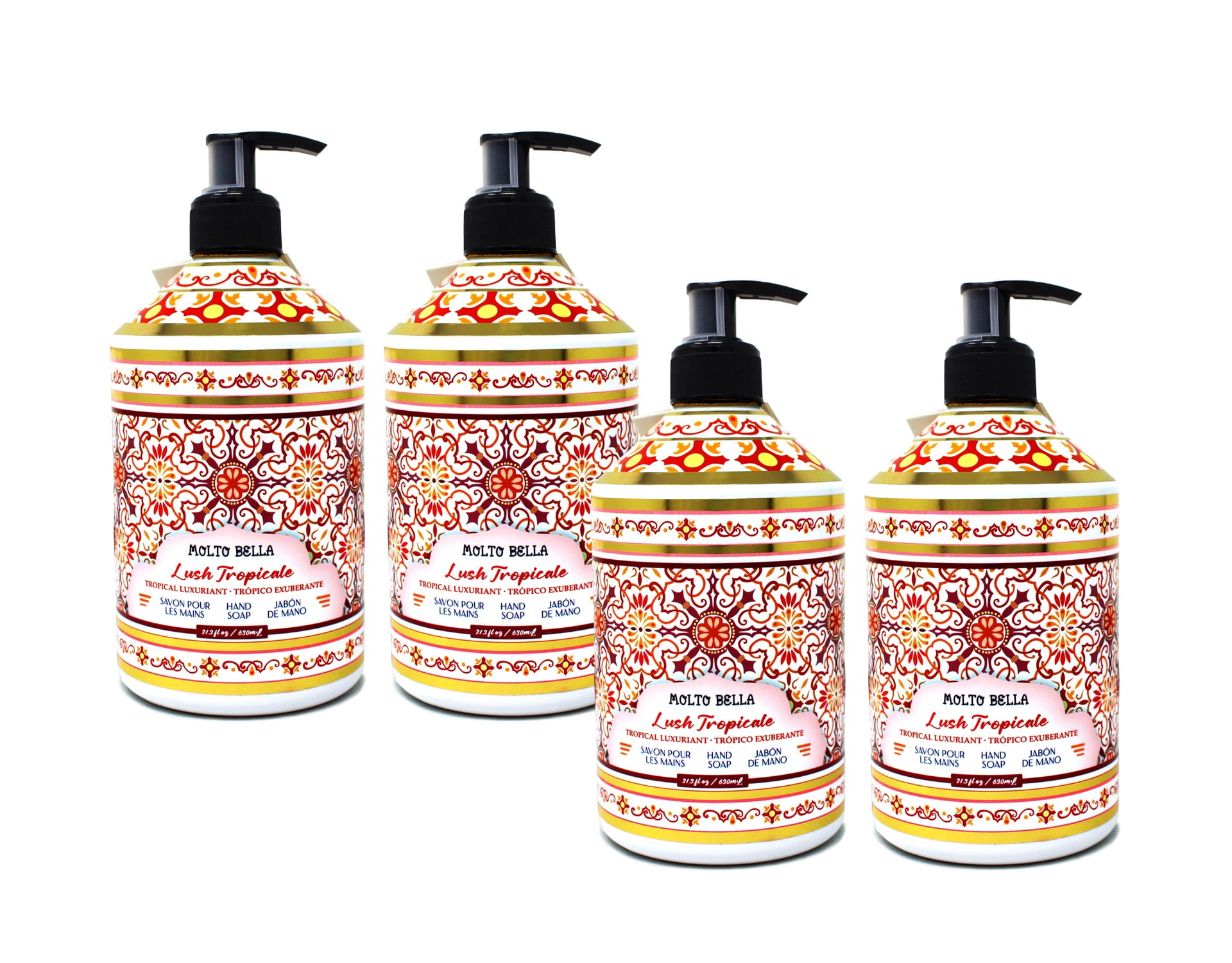 Molto Bella Hand Soap, Lush Tropicale Scent, 21.3 fl oz, 4 Pack