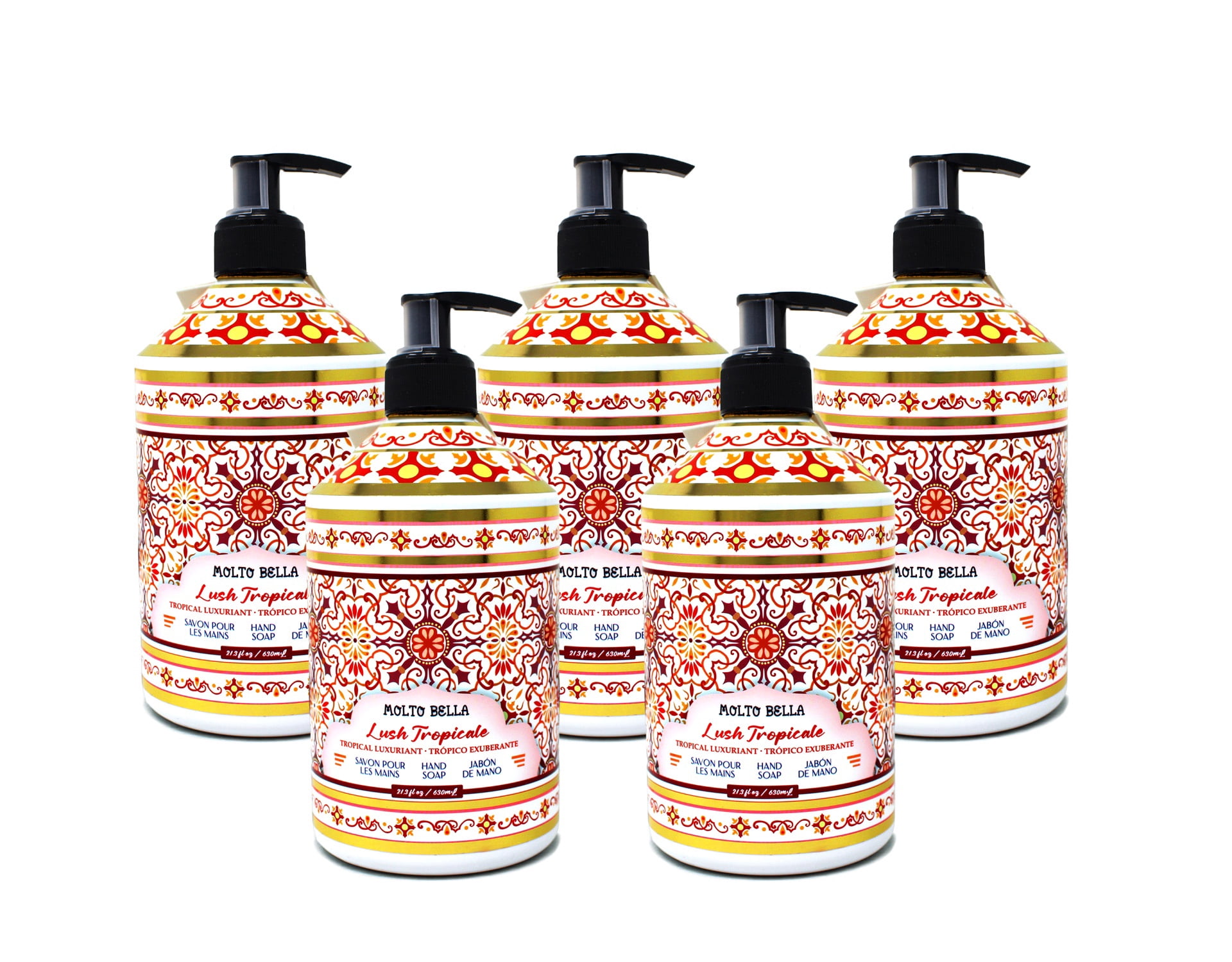 Molto Bella Hand Soap, Lush Tropicale Scent, 21.3 fl oz, 5 Pack