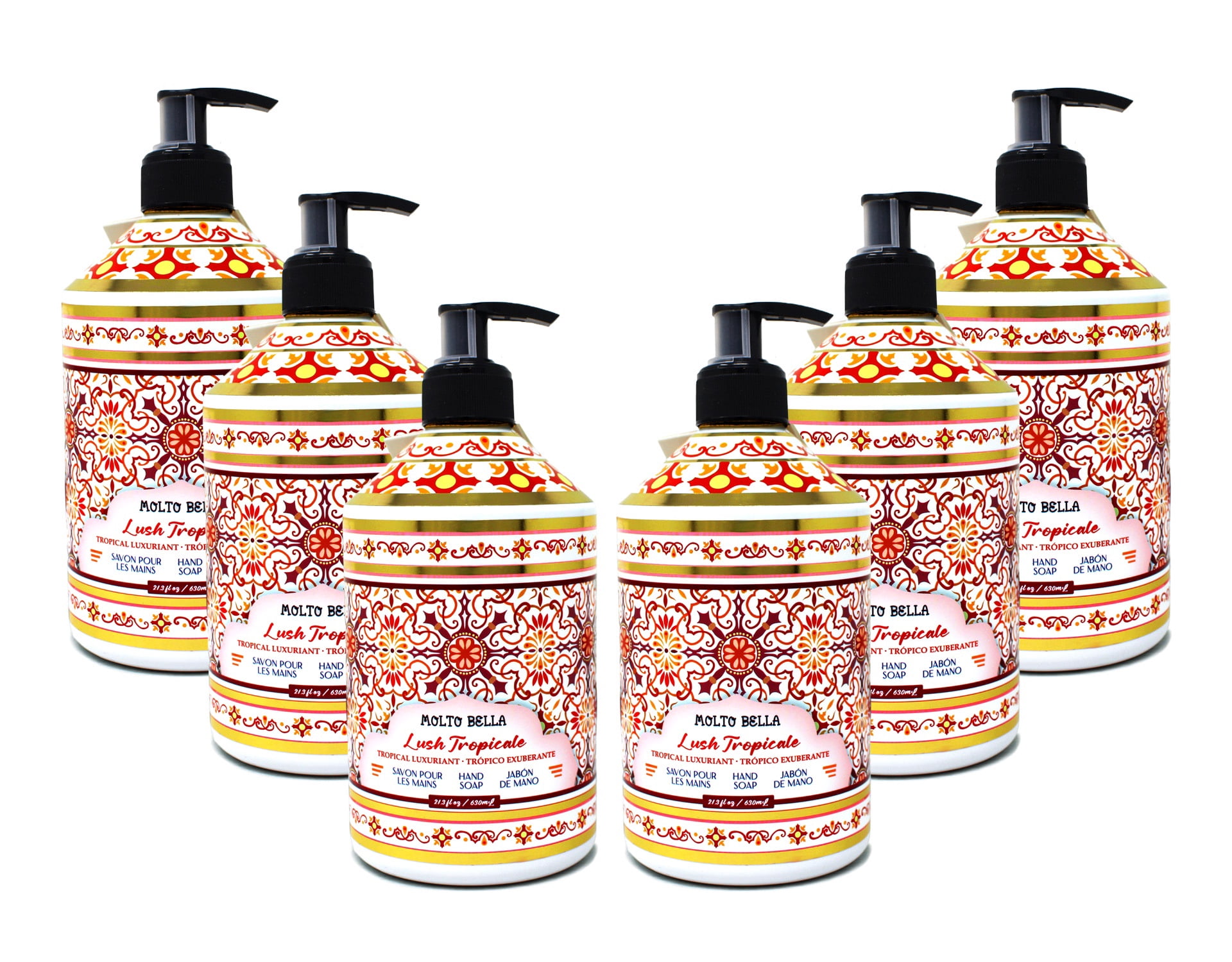Molto Bella Hand Soap, Lush Tropicale Scent, 21.3 fl oz, 6 Pack
