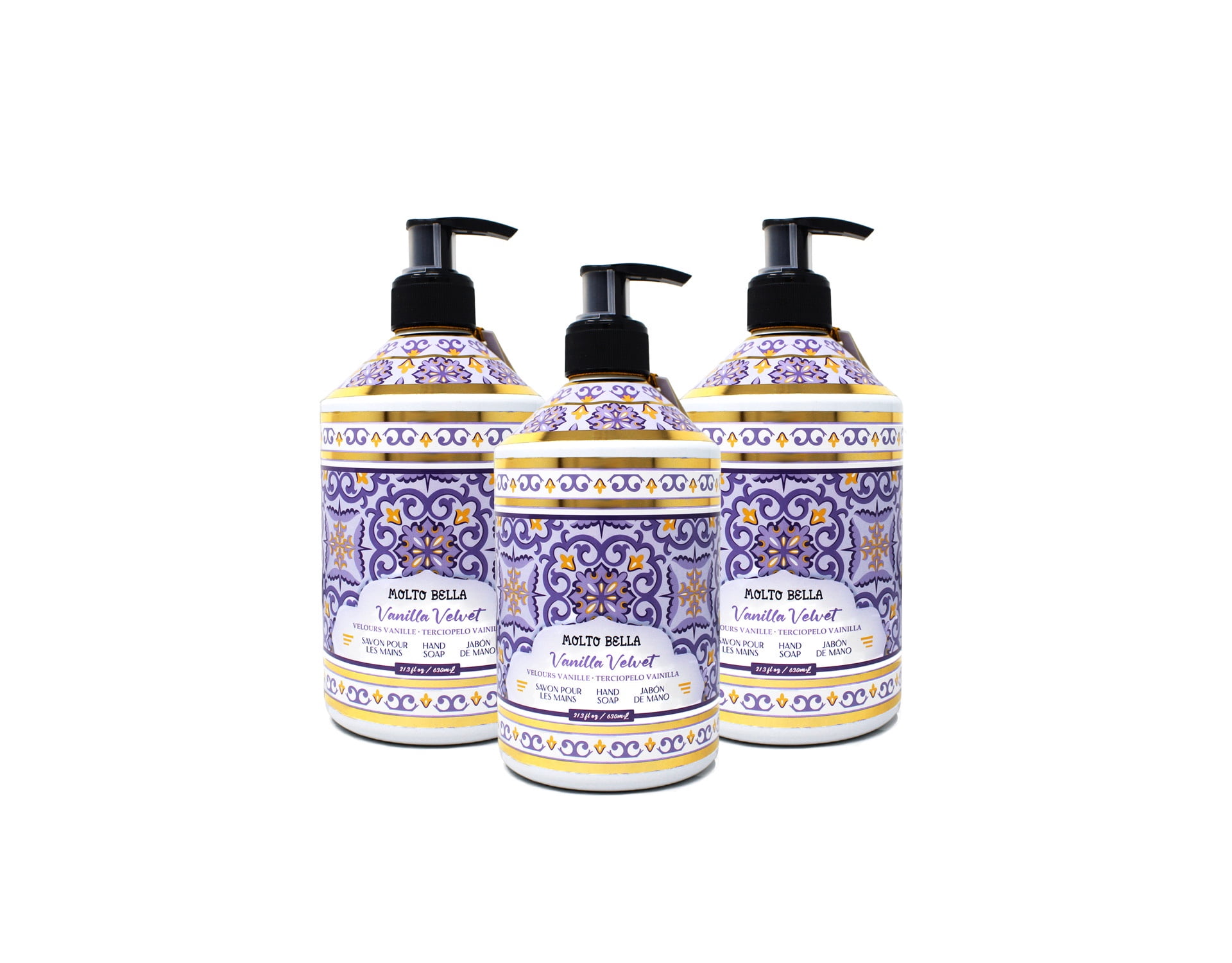 Molto Bella Liquid Hand Soap, Vanilla Velvet Scent, 21.3 fl oz 3 Pack
