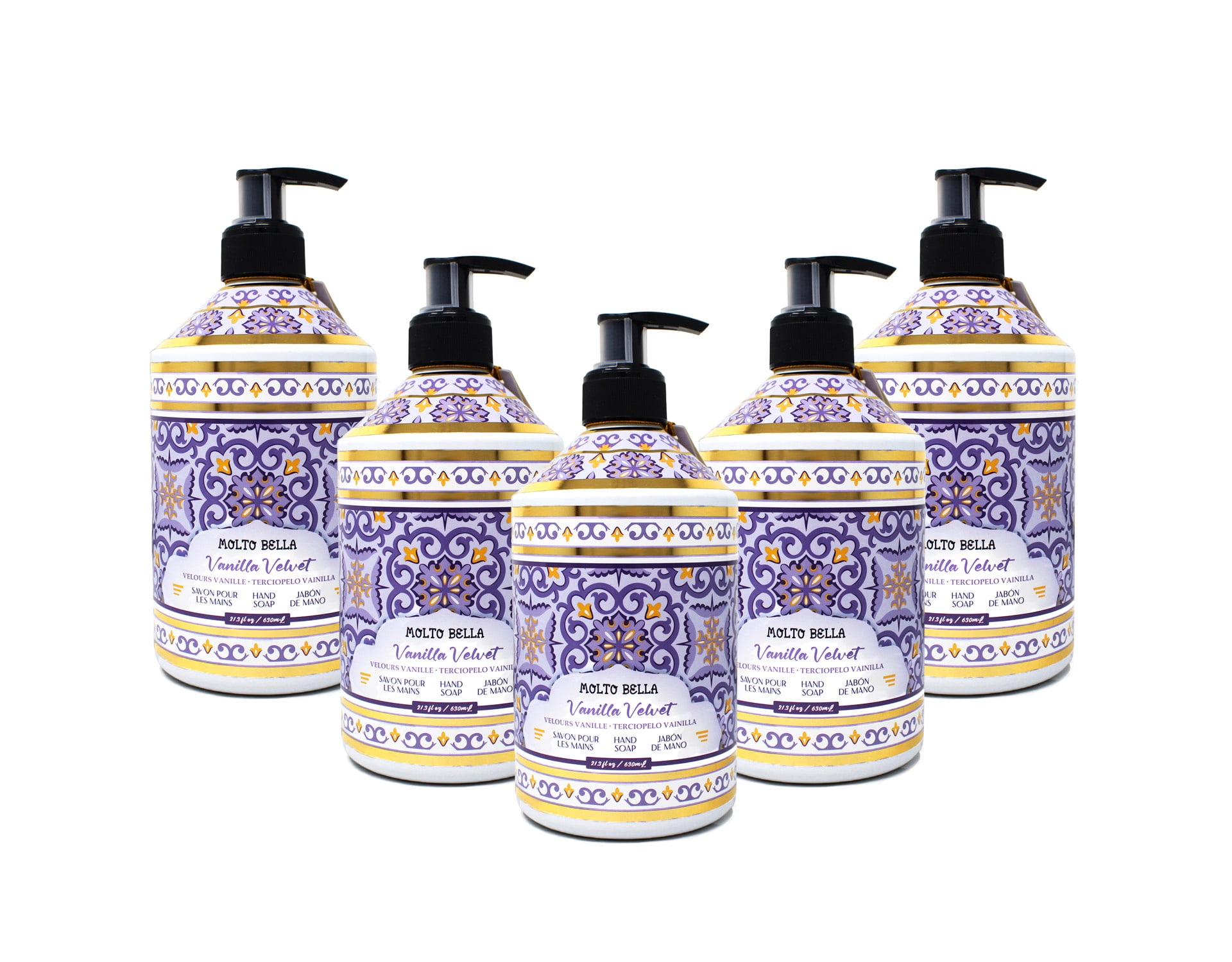 Molto Bella Liquid Hand Soap, Vanilla Velvet Scent, 21.3 fl oz 5 Pack