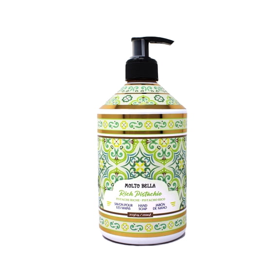Molto Bella Rich Pistachio Hand Soap, Moisturizing Liquid Hand Wash with Elegant Fragrance, Pump Bottle, 21.3 fl oz