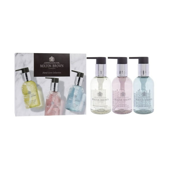 Molton Brown Floral and Aromatic Hand Care Collection Set , 3 Pc 3.3oz Orange and Bergamot Hand Wash, 3.3oz Delicious Rhubare and Rose Hand Wash, 3.3oz Coastal Cypress and Sea Fennel Hand Wash