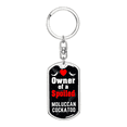thumbnail image 1 of Moluccan Cockatoo Bird Stainless Steel or 18k Gold Premium Swivel Dog Tag Keychain, 1 of 16