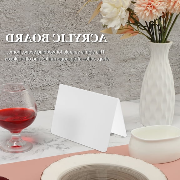 Moluckfu Acrylic Table Number Signs 10Pcs - White, DIY Writable, Perfect for Weddings and Events