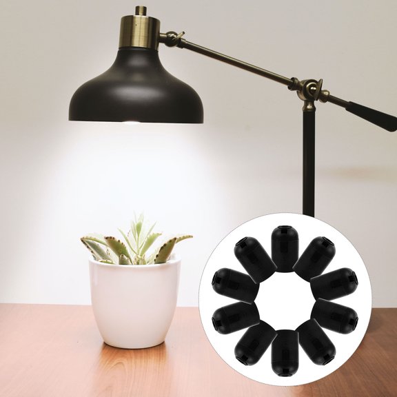 Moluckfu 10Pcs Compact Black Lamp Socket Replacement E26 E27 Light Socket for DIY Home Projects