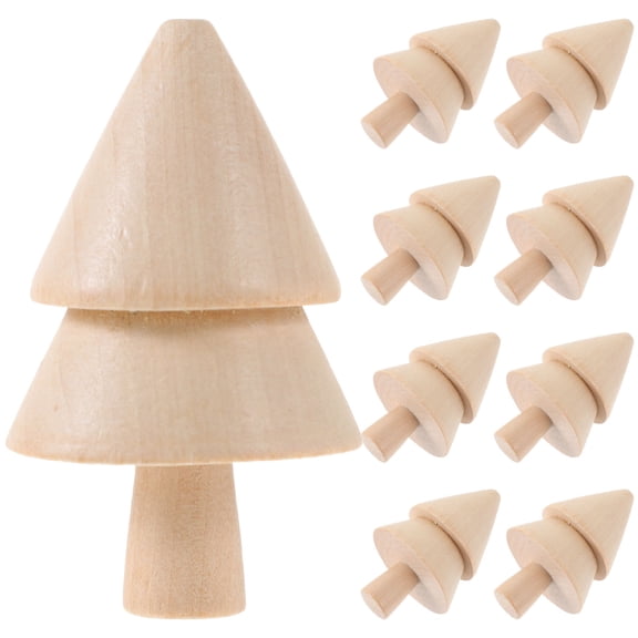 Moluckfu 10Pcs Wood Ornament Craft Tree Shape Acorn Shape for Children and Students