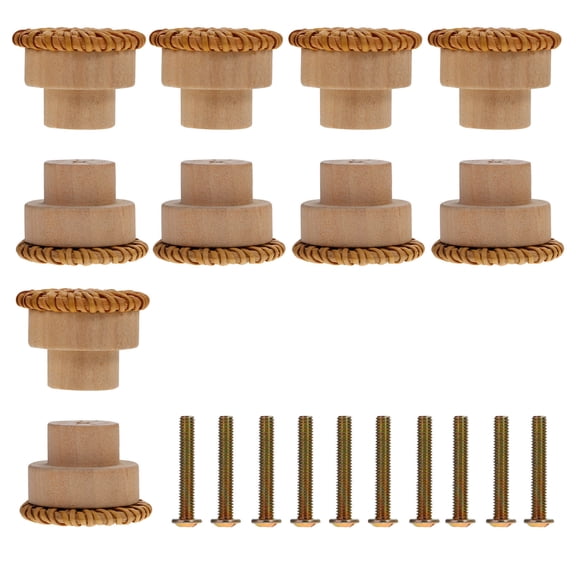 Moluckfu 10Pcs Wood Rattan Dresser Knobs for Cabinets and Closets, Decorative Assorted Color