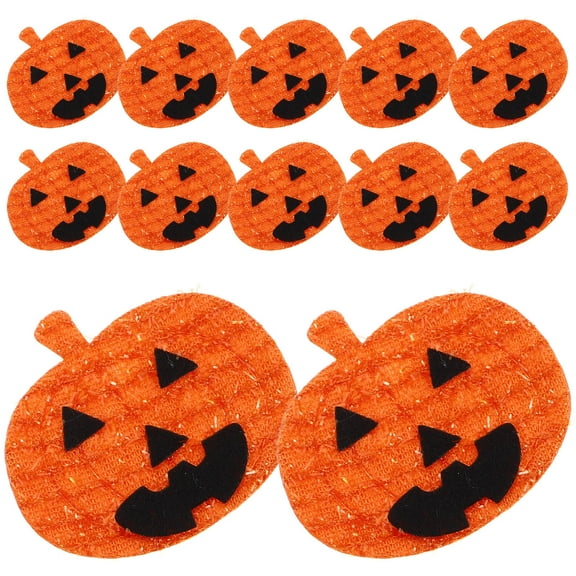 Moluckfu 12Pcs  Appliques Non-Woven Stickers Orange Pumpkin Shape for Craft Lovers