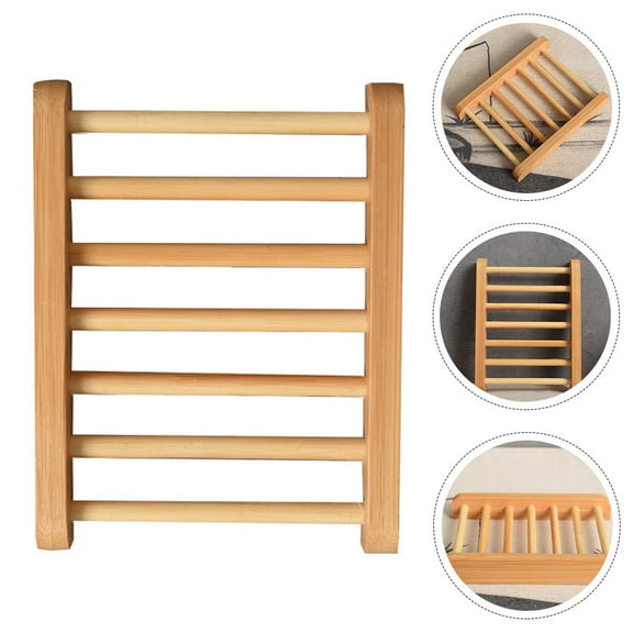 Moluckfu Natural Wood Soap Rack Brown Storage and Drying Pedestal for Indoor 1Pcs