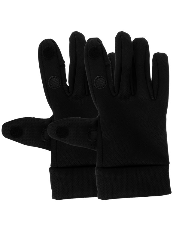 1Pair Thermal Gloves Cold Weather Gloves Breathable Fabric Good Warmth for Camping Nylon Fleece Black
