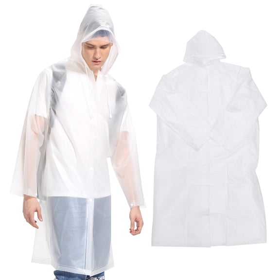 Moluckfu 1Pc White Backpack Poncho with Drawstring Hood Waterproof Eva Raincoat for Backpacking Travel
