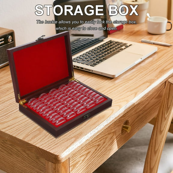 Moluckfu 1Pcs Compact Wooden Coin Box for Collection and Storage