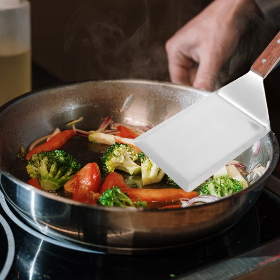 Moluckfu 1Pcs Portable Metal Spatula in Silver for Home Cooks Outdoor Bbq