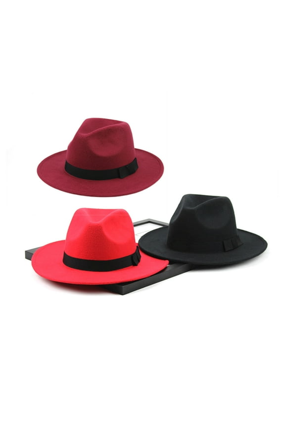 Unisex Fedora Hat in Dark Red Wool 1Pack Classic Style for Men and Women