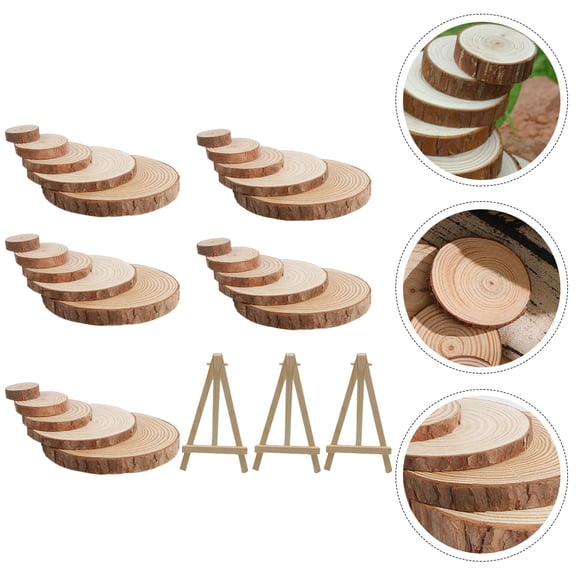 Moluckfu 1Set Premium DIY Round Wood Slices Natural Pine for Crafting and Decoration
