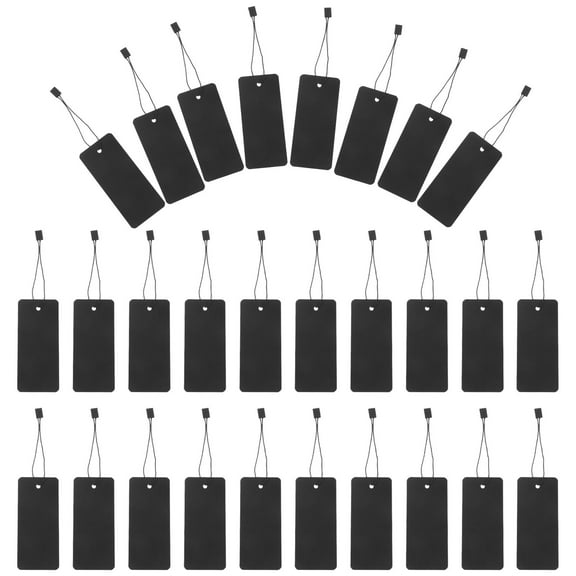 Moluckfu 200 Set Black Paper Plastic Hanging Tags for Labeling and Display in Retail