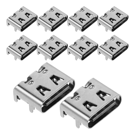 Moluckfu 200pcs USB Type-c Female Socket 6-pin Metal Replacement Port