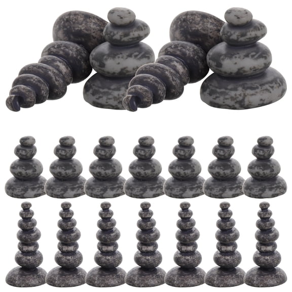 Moluckfu 20pcs Stacked Rock Shape Light Grey Resin Stacking Rocks for Garden Decoration