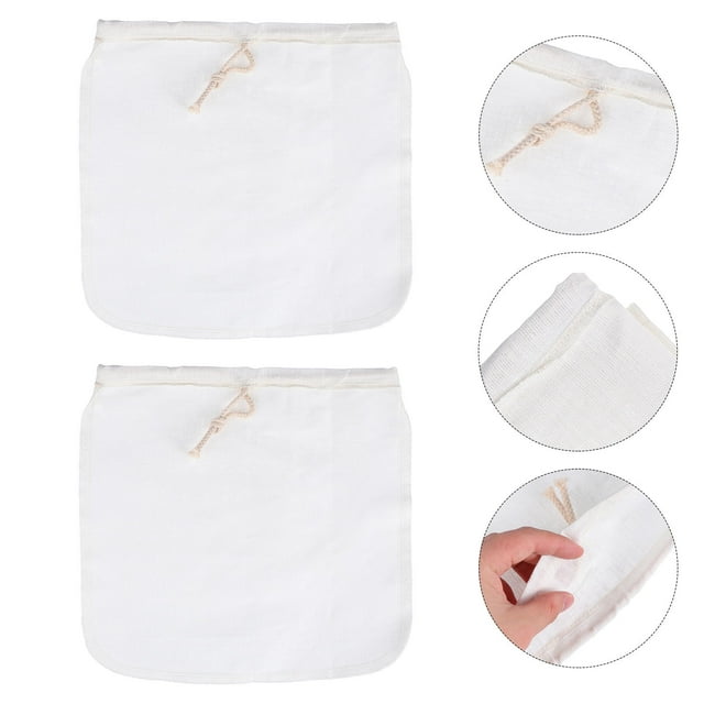 Moluckfu 2Pack Fruit Juice Filter Pouch Rectangular Cotton Linen For Brewing 11.8X11.8X0.2In