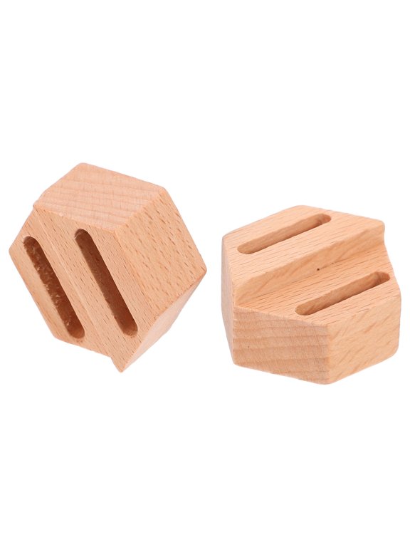 2 Pieces Beige Wooden Holder Stand, Dual Slot Display Storage Rack for , Home Decor and Wedding Use