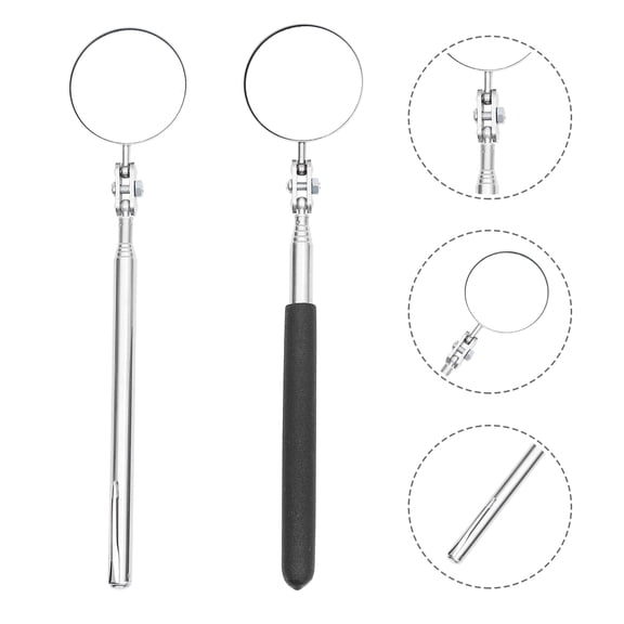 Moluckfu 2Pcs Folding Eyelash Mirror Plated Silver Compact Adjustable Makeup Tool for Lash Extensions
