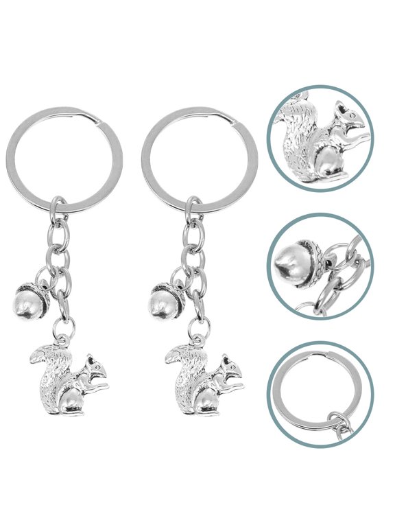 2Pcs Pine Cone Keyring with Squirrel Pendant Multipurpose Bag Key Chain Accessories