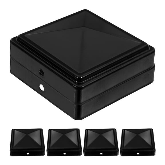 Moluckfu 3.30X3.30X1.18In 6Pcs Black Iron Fence Post Caps for Weather Protection in Yard and Garden