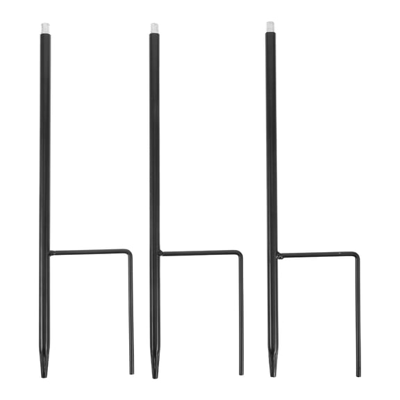Moluckfu 3Pcs Metal Garden Stakes Black for Ground Torch and Yard Flag Holder Accessories