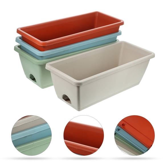 Moluckfu Indoor Vegetable Planter Resin Sky Blue 4 Sets 17X7X5In For Garden Use