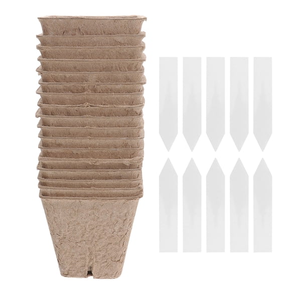 Moluckfu 40Pcs Plant Starter Pots with Square Pot Design for Home Vegetable Gardening, Pulp, Light Brown