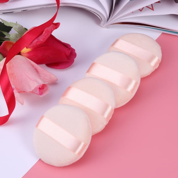 Moluckfu 4Pcs Beige Round Makeup Sponges for Daily Face Makeup, Washable, Compact and Portable