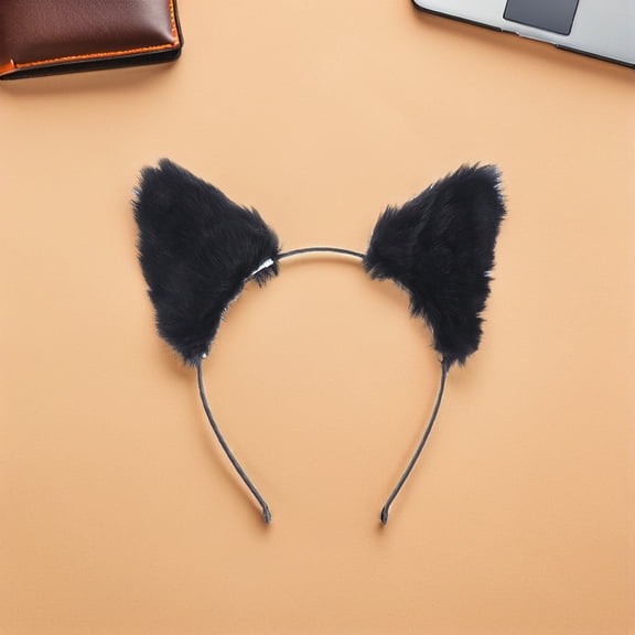 Moluckfu Cute Black Furry Ears Headband Soft Comfortable for Costume Use