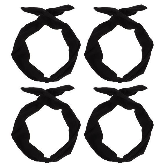 Moluckfu 4Pcs Black Turban Headband Wire Scarf Hair Accessories for Graceful and Adjustable Style