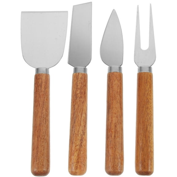 Moluckfu 4Pcs Cheese Utensils Spatula Fork Cutter with Wood Handle for Rustic and Modern Kitchens