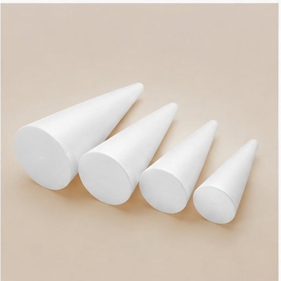 Moluckfu 4Pcs Lightweight White Foam Cone Shapes for Christmas Crafting and Tabletop Tree Decor