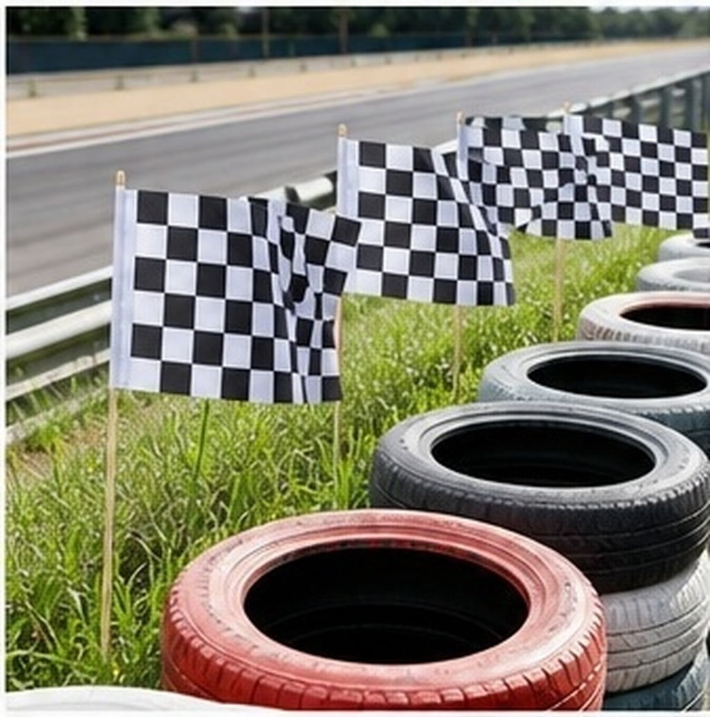 Moluckfu 50Pcs High Visibility Racing Checkered Flags with Wood Stick ...