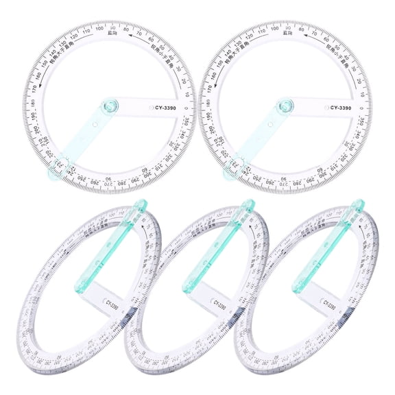 Moluckfu 5Pcs Clear Plastic Protractor Ruler for Practical Angle and Length Measurements