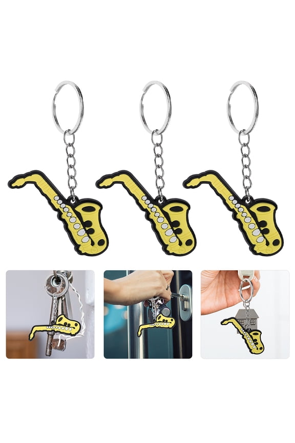 5Pcs Keychain for Men Yellow PVC Multipurpose Application for Music Party