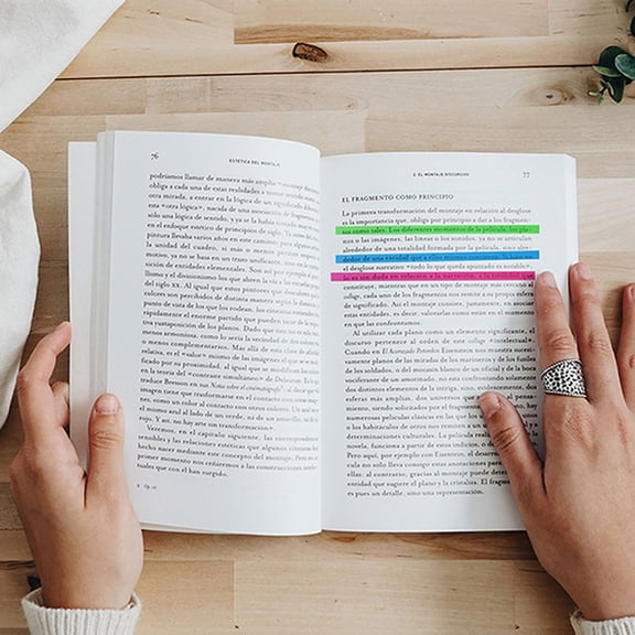 Moluckfu 5Sets Multi Color Highlighter Tape Long Fluorescent Reading Strips for Annotating Books