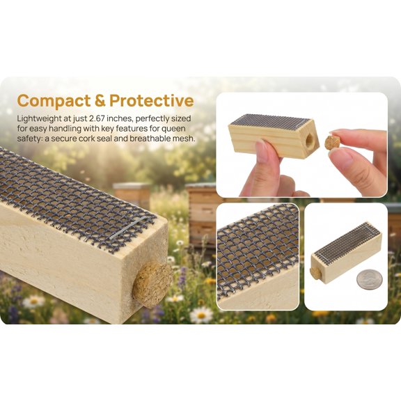 Moluckfu 5pcs Handmade Wooden Honey Bee Queen Cage for Beekeeping Tool